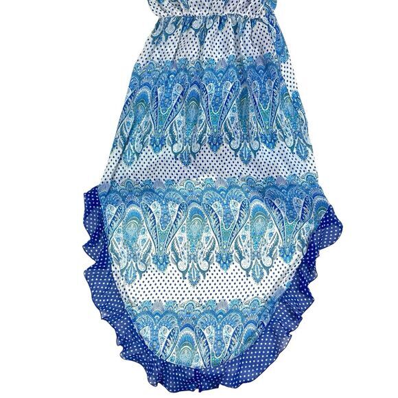 Jessica Simpson Cover Up Women S Blue Ruffle Hem Asymmetrical Boho Beachy Dress - Picture 6 of 9